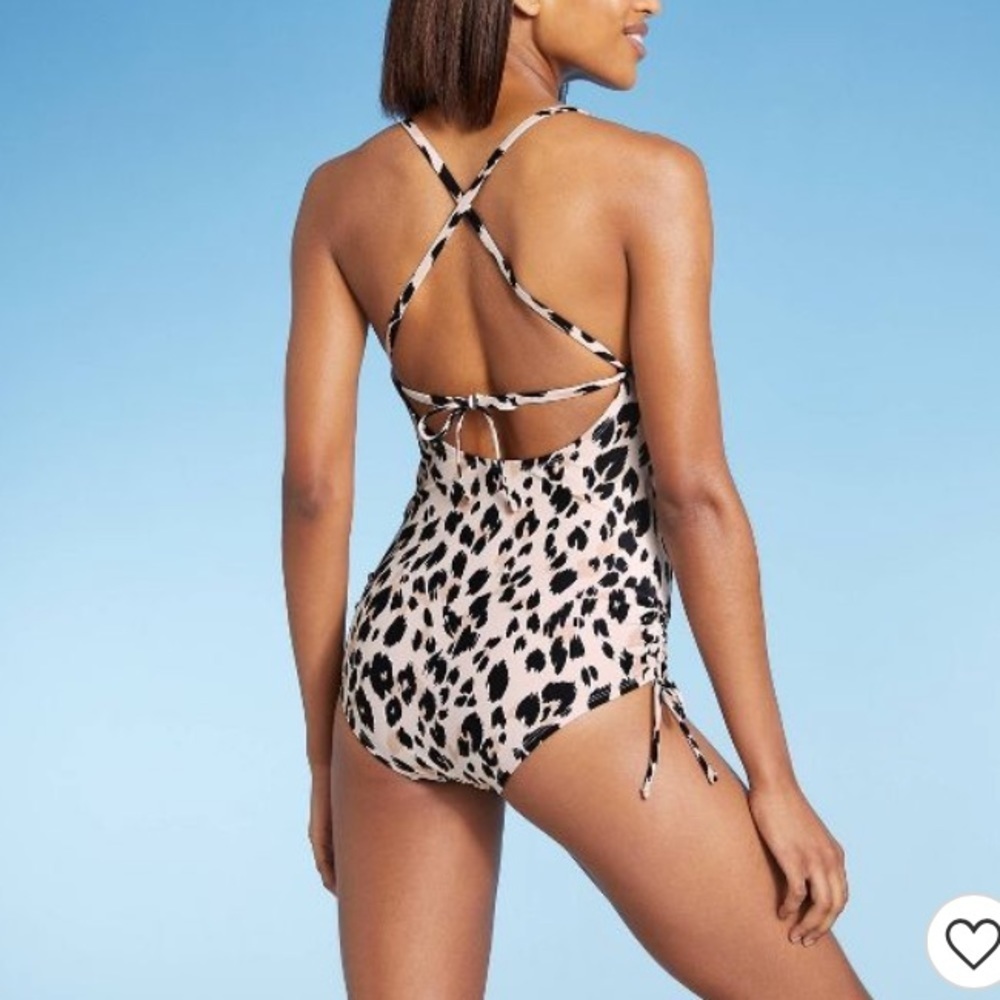 Kona Sol Women's Modern Medium Coverage One Piece Swimsuit - Leopard Print - Picture 2 of 16